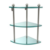 8 in. L  x 15 in. H  x 8 in. W 3-Tier Corner Clear Glass Bathroom Shelf in Satin Nickel - Super Arbor