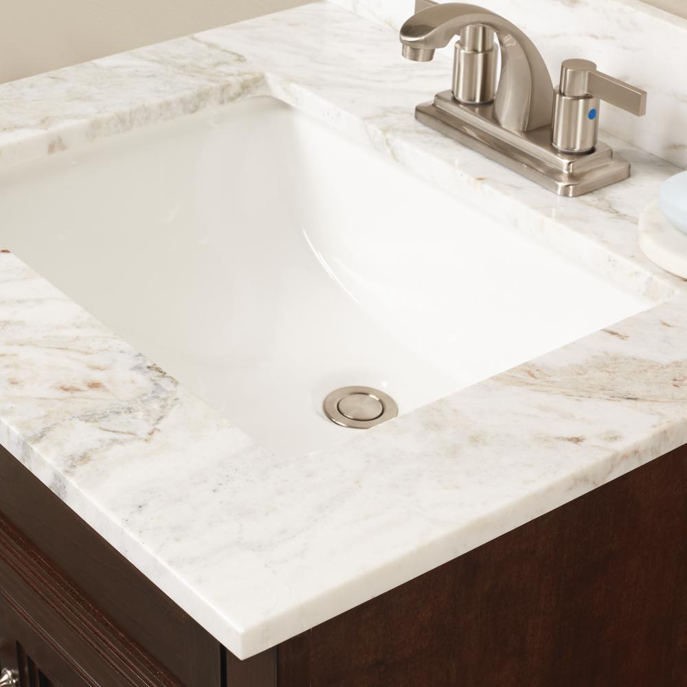 25 in. W Marble Single Sink Vanity Top in Arabescato Venato with White Sink - Super Arbor