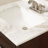 25 in. W Marble Single Sink Vanity Top in Arabescato Venato with White Sink - Super Arbor