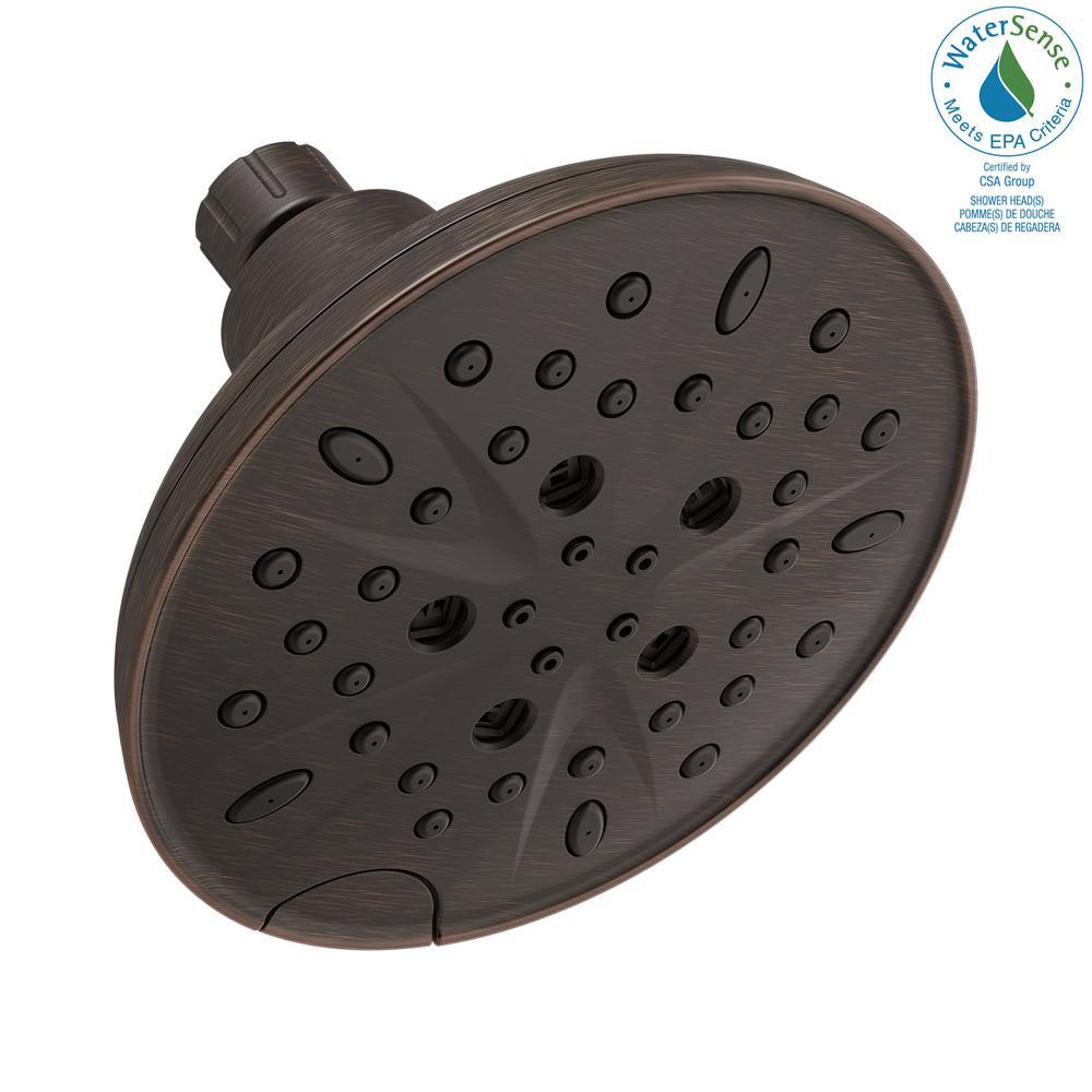 5-Spray 6 in. Single Wall Mount Fixed Shower Head in SpotShield Venetian Bronze - Super Arbor