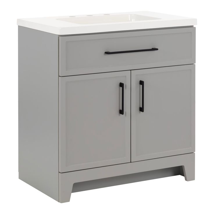 Style Selections Potter 30-in Gray Single Sink Bathroom Vanity with White Cultured Marble Top