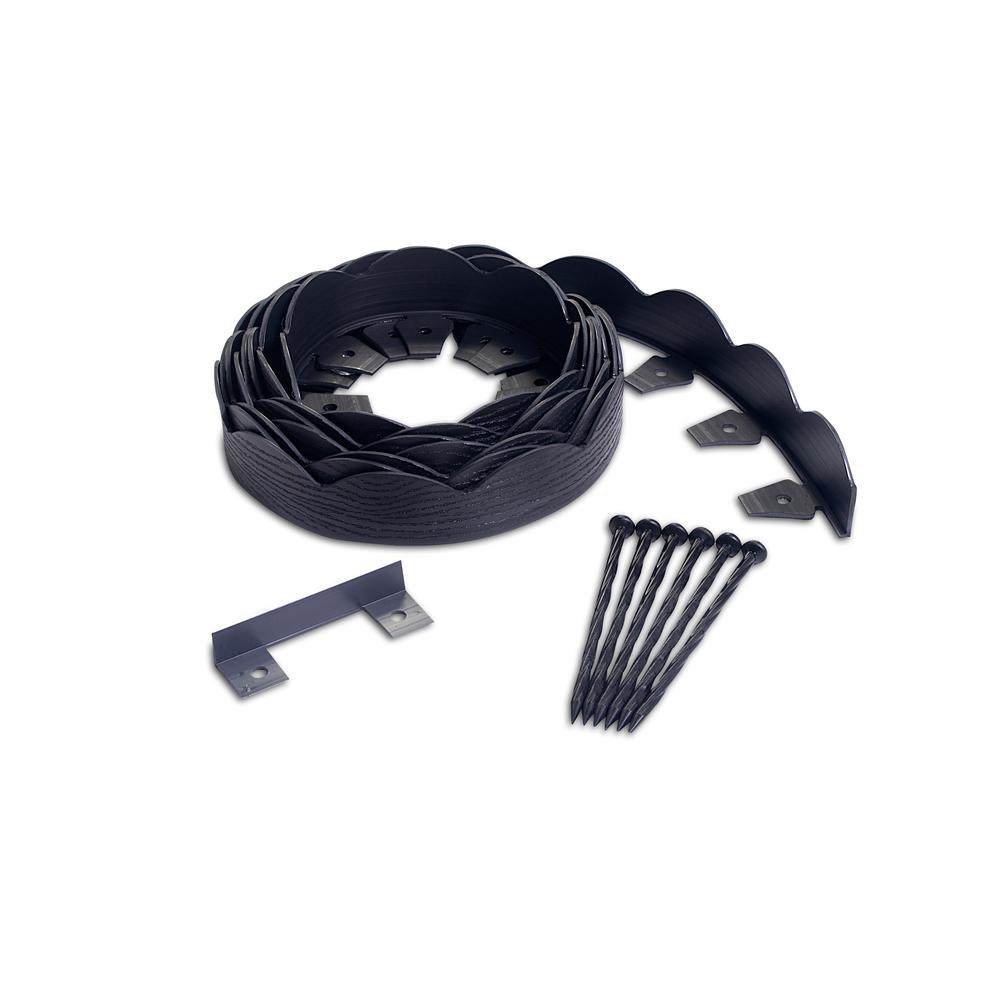 ProFlex 2 in. x 100 ft. Red Polyethylene Scalloped Woodgrain  No-Dig Edging Kit