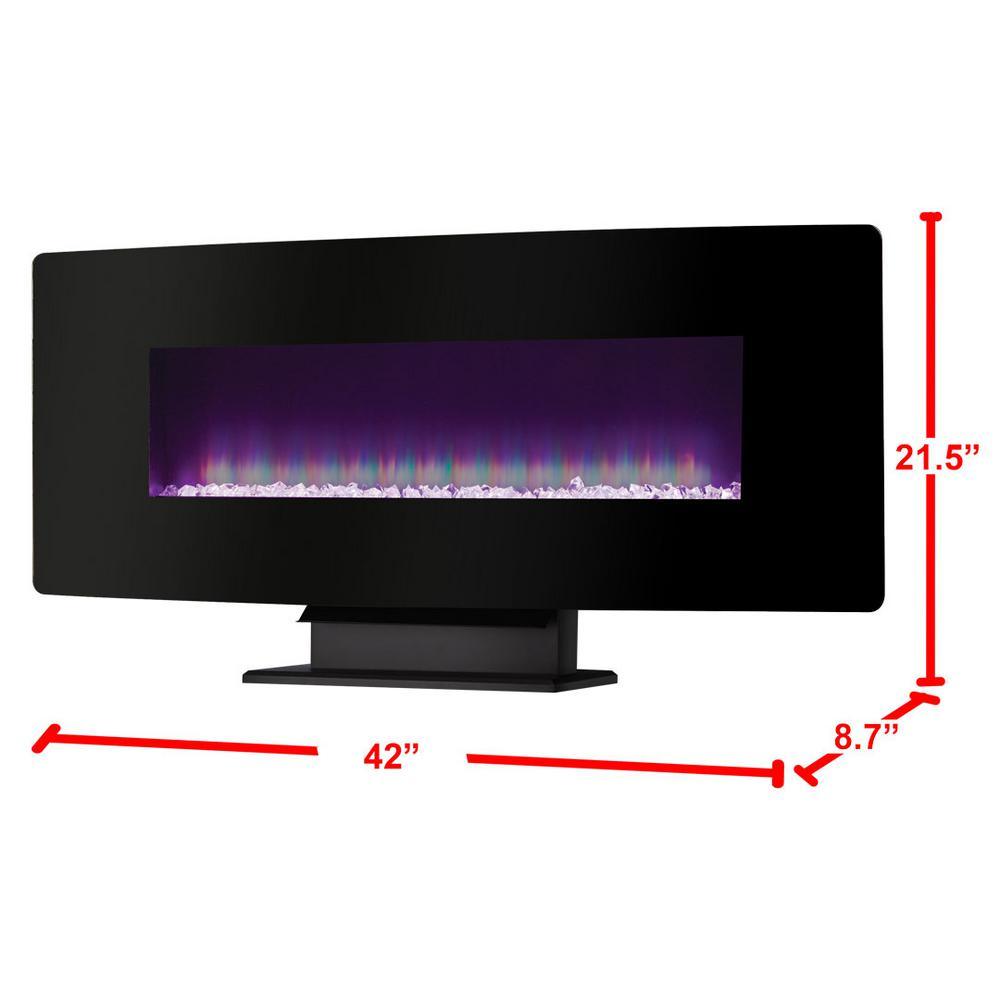42 in. Curved Front Wall-Mount Electric Fireplace in Black - Super Arbor
