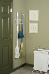 Style Selections 16-in W x 5.88-in H 1-Tier Door/Wall Mount Metal Mop and Broom Holder