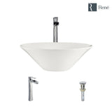 Porcelain Vessel Sink in Biscuit with 7007 Faucet and Pop-Up Drain in Chrome - Super Arbor