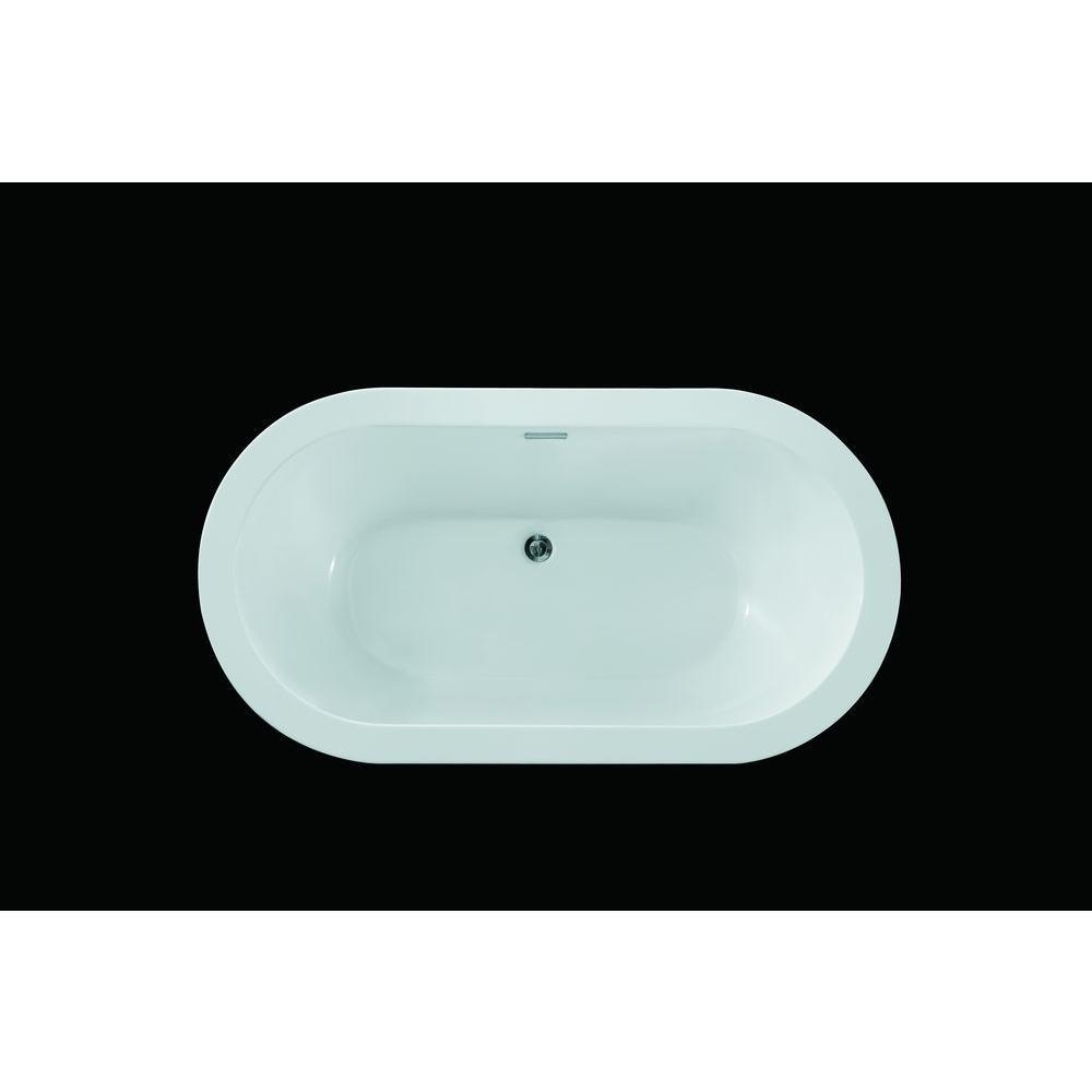 Colton 63 in. Center Drain Freestanding Bathtub in Glossy White - Super Arbor