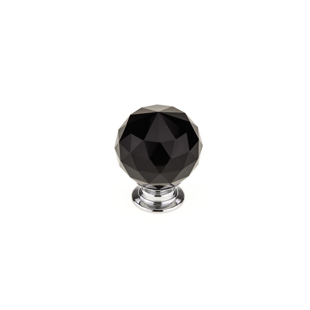 1-3/16 in. (30 mm) Clear, Crystal, Chrome Contemporary Metal, Crystal Cabinet Knob - Super Arbor