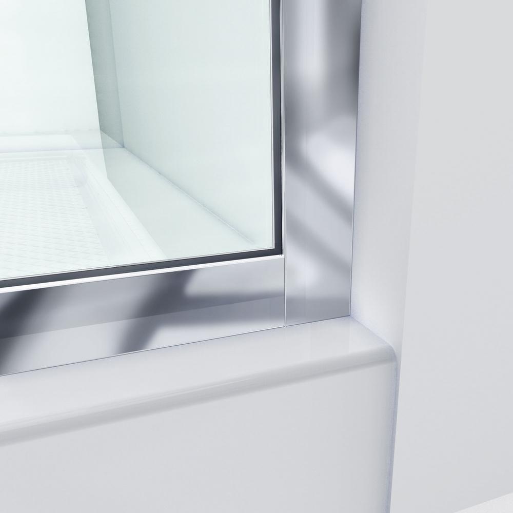 Linea 34 in. x 72 in. Semi-Frameless Fixed Shower Screen in Brushed Nickel without Handle - Super Arbor