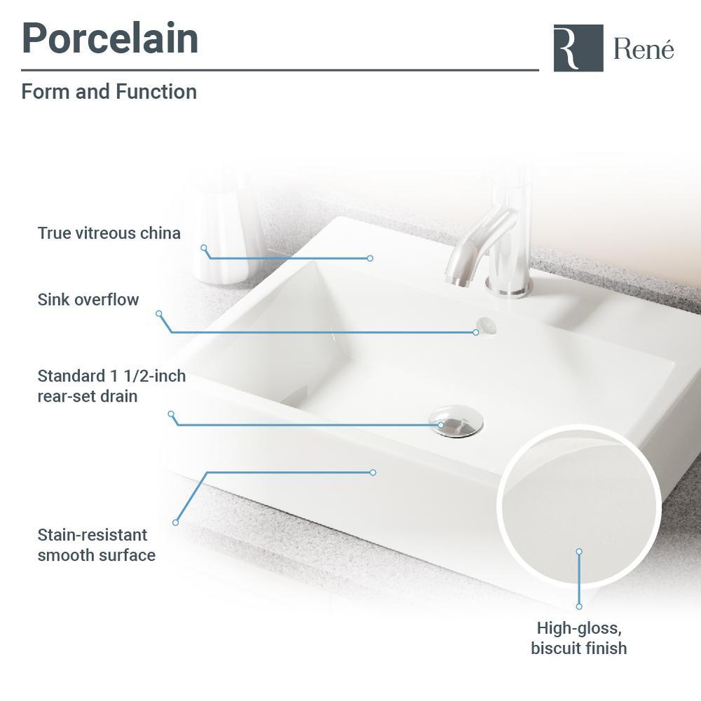 Porcelain Vessel Sink in Biscuit with 7009 Faucet and Pop-Up Drain in Chrome - Super Arbor