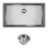 Crosstown Undermount Stainless Steel 32 in. Single Bowl Kitchen Sink with Center Drain