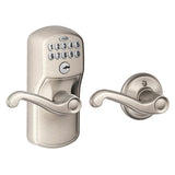 Plymouth Aged Bronze Electronic Door Lock with Flair Door Lever Featuring Flex Lock - Super Arbor