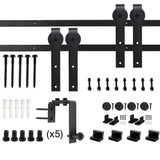 6 ft./72 in. Powder Coated Black Heavy-Duty Bypass Double Door Sliding Barn Door Hardware Classic Design Roller - Super Arbor