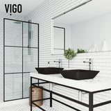 VIGO Black Roma Rectangular MatteShell Glass Bathroom Vessel Sink
