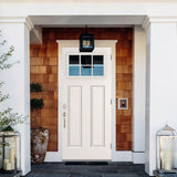 36 in. x 80 in. 6 Lite Left-Hand Outswing Primed White Steel Prehung Front Door with 4 in. Wall - Super Arbor