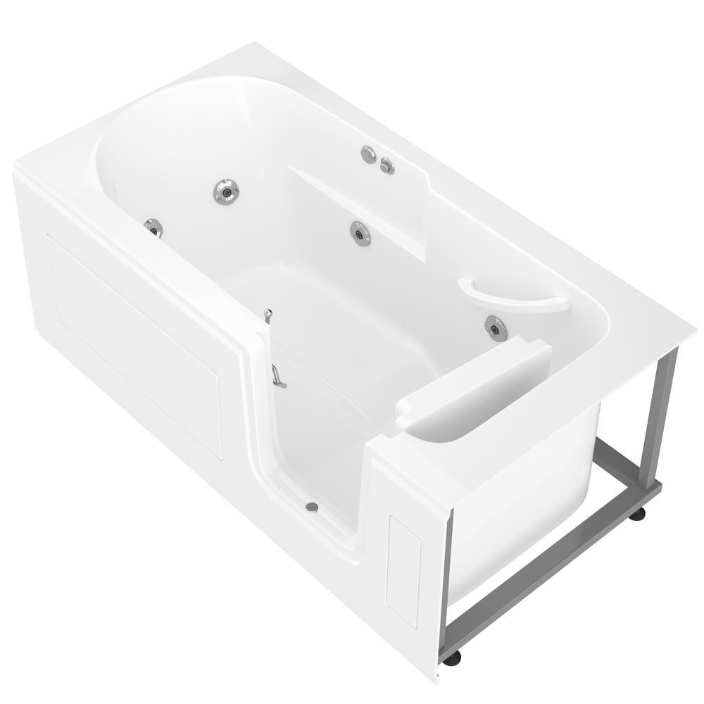 HD Series 60 in. Right Drain Step-In Walk-In Whirlpool Bath Tub with Low Entry Threshold in White - Super Arbor