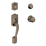 Camelot Satin Nickel Double Cylinder Deadbolt with Georgian Knob Door Handleset - Super Arbor