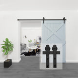8 ft./96 in. Black Sliding Barn Door Track and Hardware Kit with I-Shape Hanger For Single Door - Super Arbor