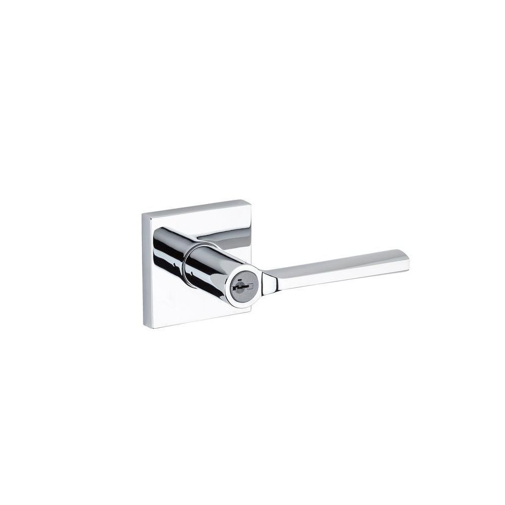 Lisbon Satin Nickel Square Keyed Entry Door Lever Featuring SmartKey Security - Super Arbor
