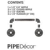 1/2 in. x 12.5 in. L Black Pipe Barn Door Handle Kit