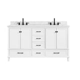 Merryfield 61 in. W x 22 in. D Bath Vanity in White with Marble Vanity Top in Carrara White with White Basin - Super Arbor