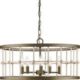 Progress Lighting Lattimore Collection 22 in. 5-Light Aged Brass Coastal Chandelier