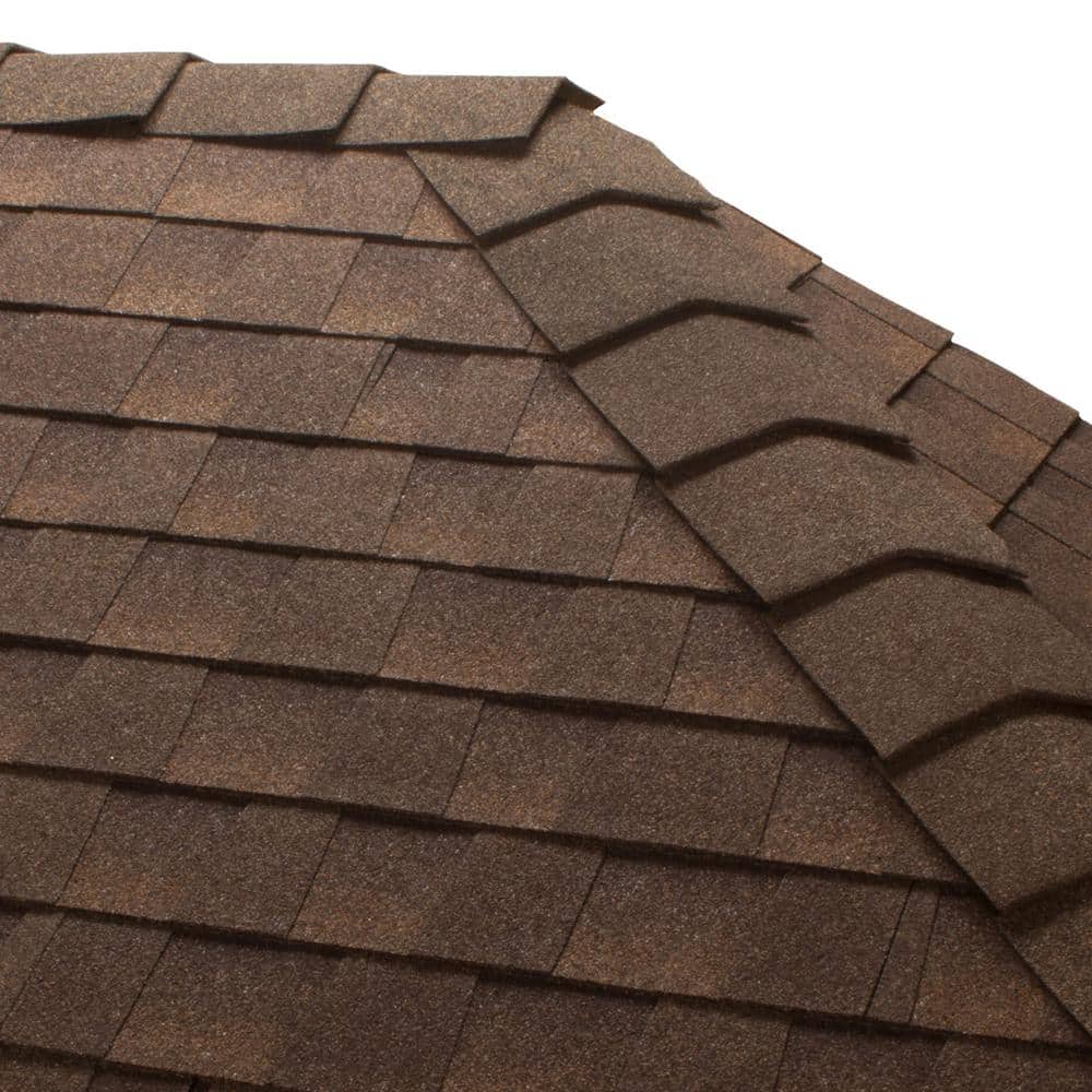 GAF TimberCrest Aged Chestnut Hip and Ridge Cap Shingles - High Profile Design for Critical Roof Areas