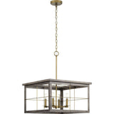 Progress Lighting Hedgerow Collection 4-Light Aged Oak Farmhouse Chandelier Light