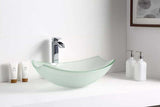 ANZZI Pendant Series Deco-Glass Vessel Sink, Lustrous Frosted, 19.7 x 14.6 x 6.75 in.