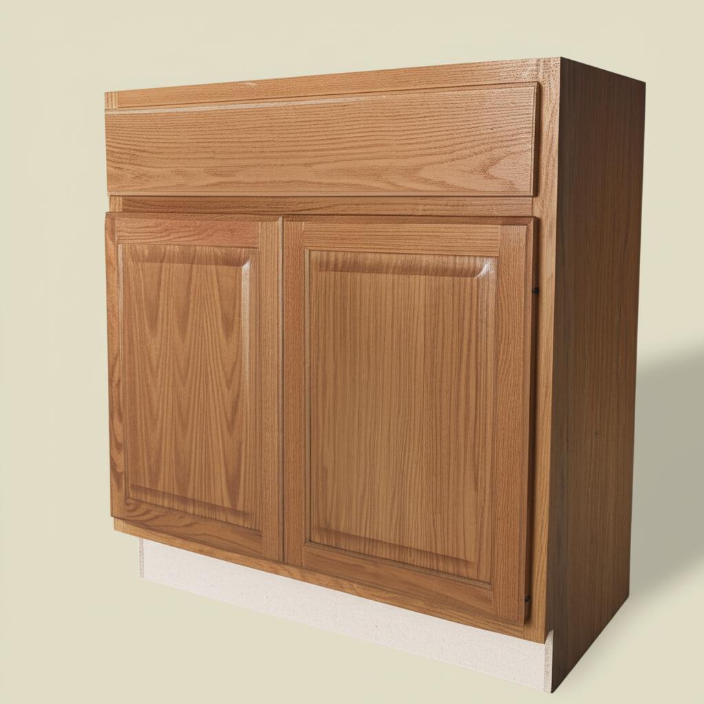 Hampton Bay 36-Inch Medium Oak Base Kitchen Cabinet with Drawer Glides