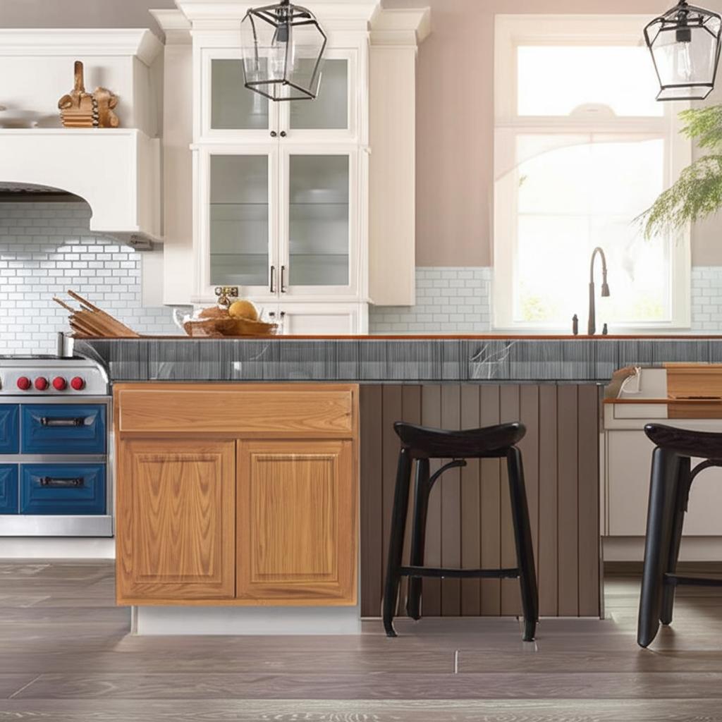 Hampton Bay 36-Inch Medium Oak Base Kitchen Cabinet with Drawer Glides