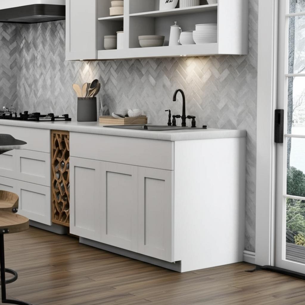 Hampton Bay Courtland 36 in. Polar White Shaker Base Kitchen Cabinet