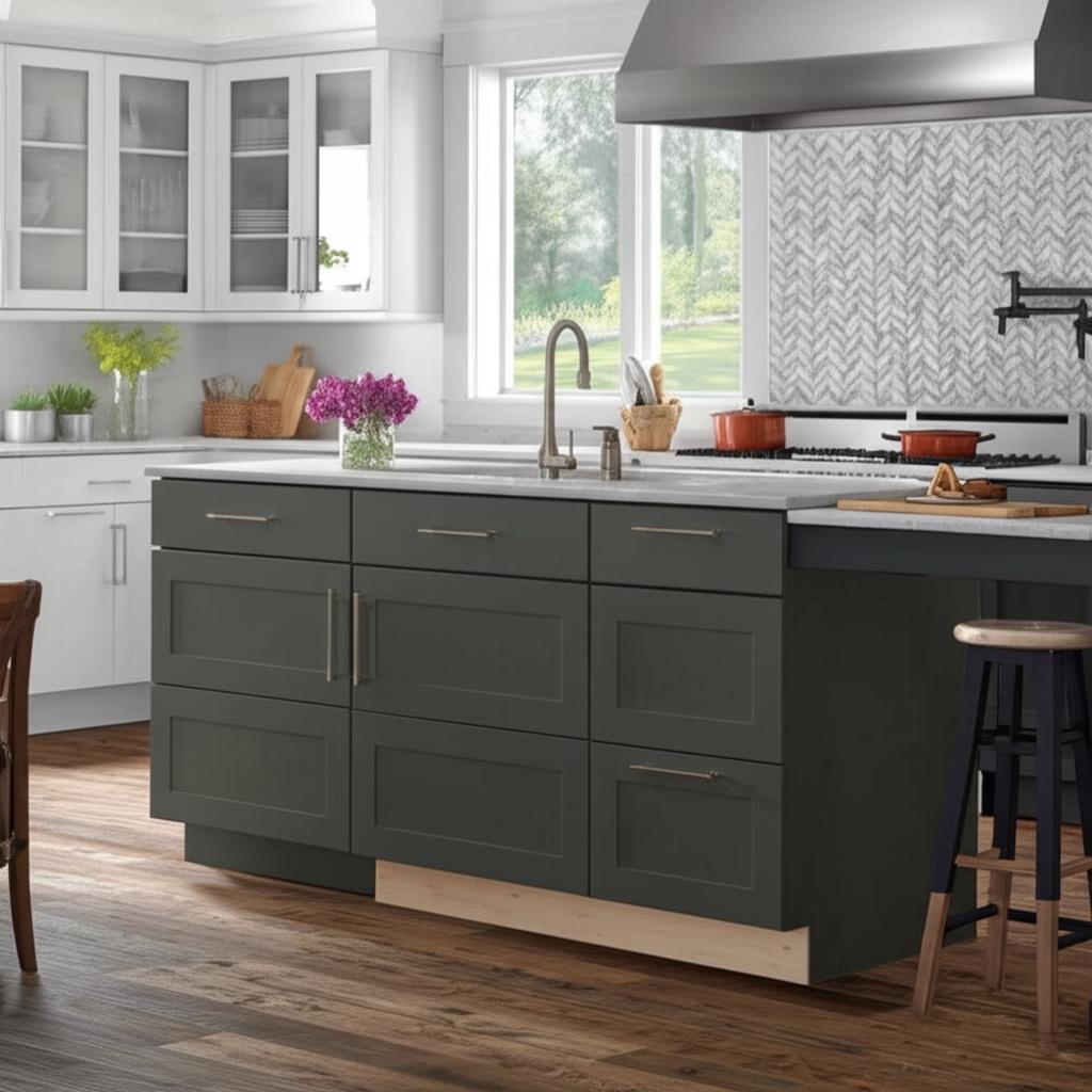 Hampton Bay Avondale 24-inch Fern Green Shaker Base Kitchen Cabinet