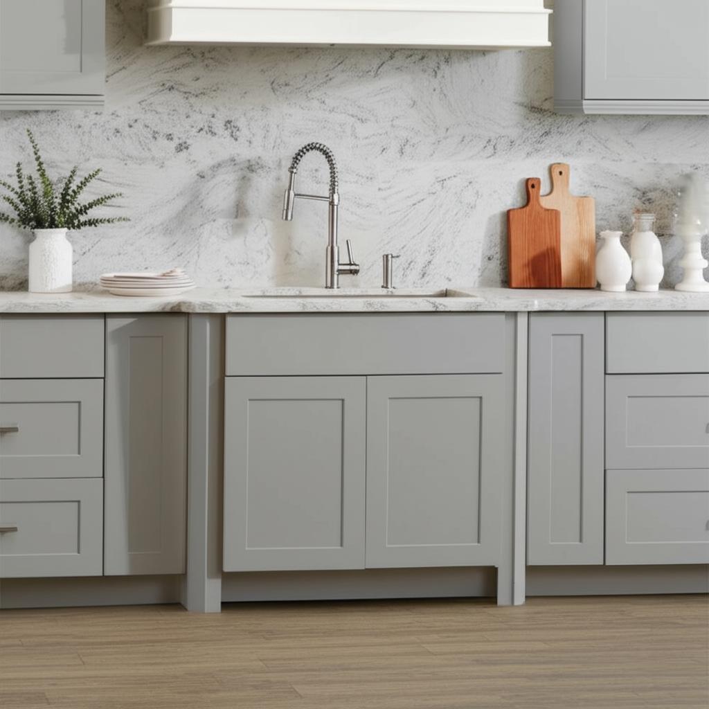 Hampton Bay Cambridge Gray Shaker Assembled Base Cabinet with Soft Close Drawer