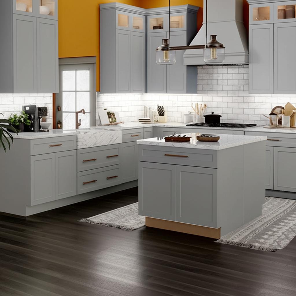 Hampton Bay Designer Series Melvern Base Kitchen Cabinet in Heron Gray