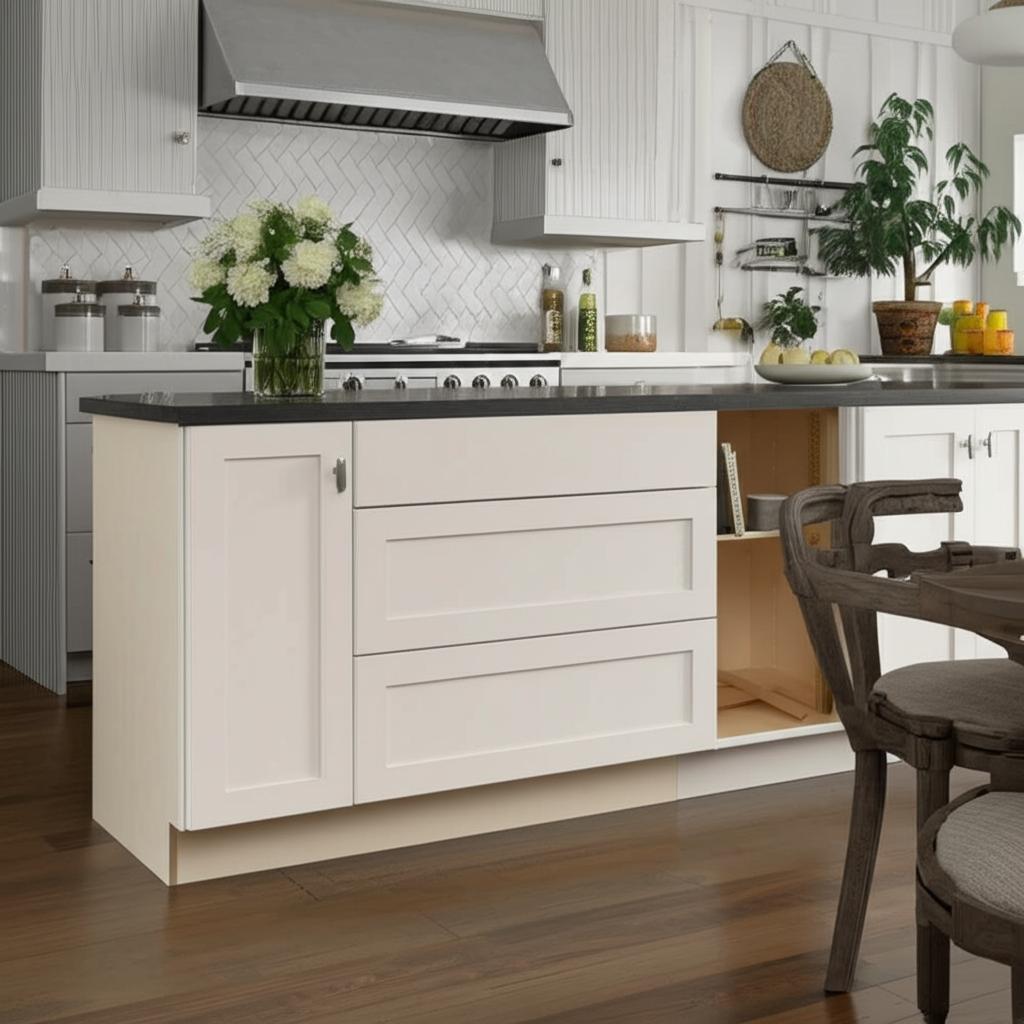 Hampton Bay Avondale 36" Shaker Cooktop Base Cabinet in Antique White