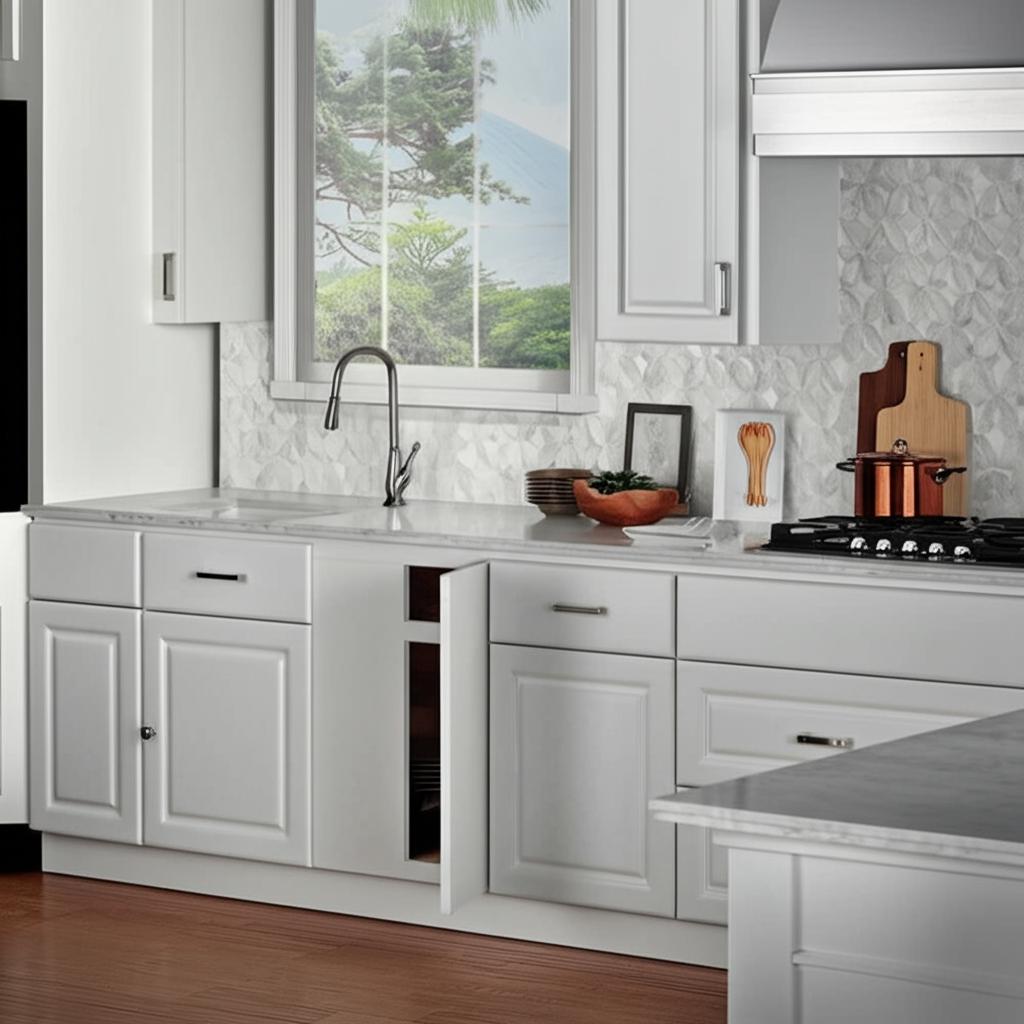 Hampton Bay Blind Base Corner Kitchen Cabinet in Satin White