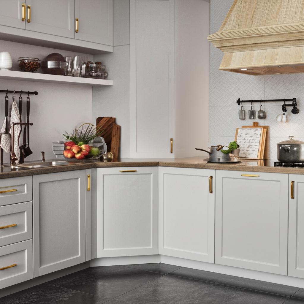 Hampton Bay Designer Series Melvern Assembled Diagonal Wall Kitchen Cabinet in White