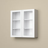 Hampton Bay Designer Series Melvern Assembled Wall Kitchen Cabinet with Glass Doors in White