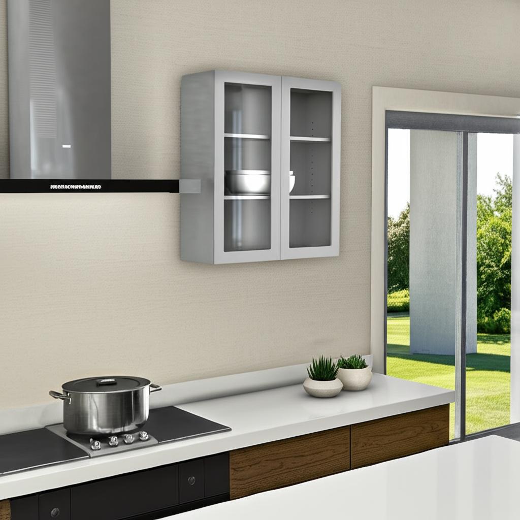 Hampton Bay Designer Series Melvern Assembled Wall Kitchen Cabinet with Glass Doors in White