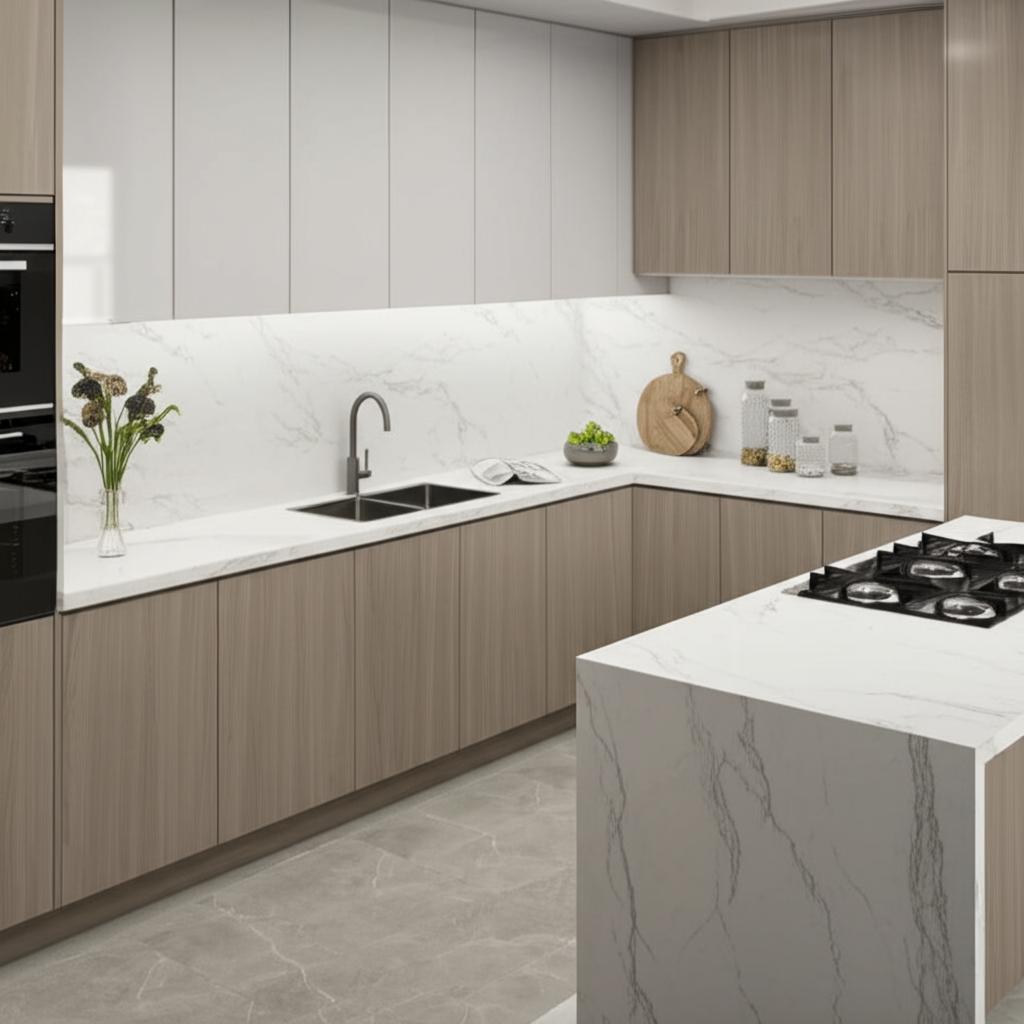 Hampton Bay Designer Series Edgeley EZ Reach Corner Base Kitchen Cabinet in Driftwood