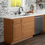 Hampton Bay Hampton 18 in. W x 24 in. D x 34.5 in. H Assembled Base Kitchen Cabinet in Medium Oak