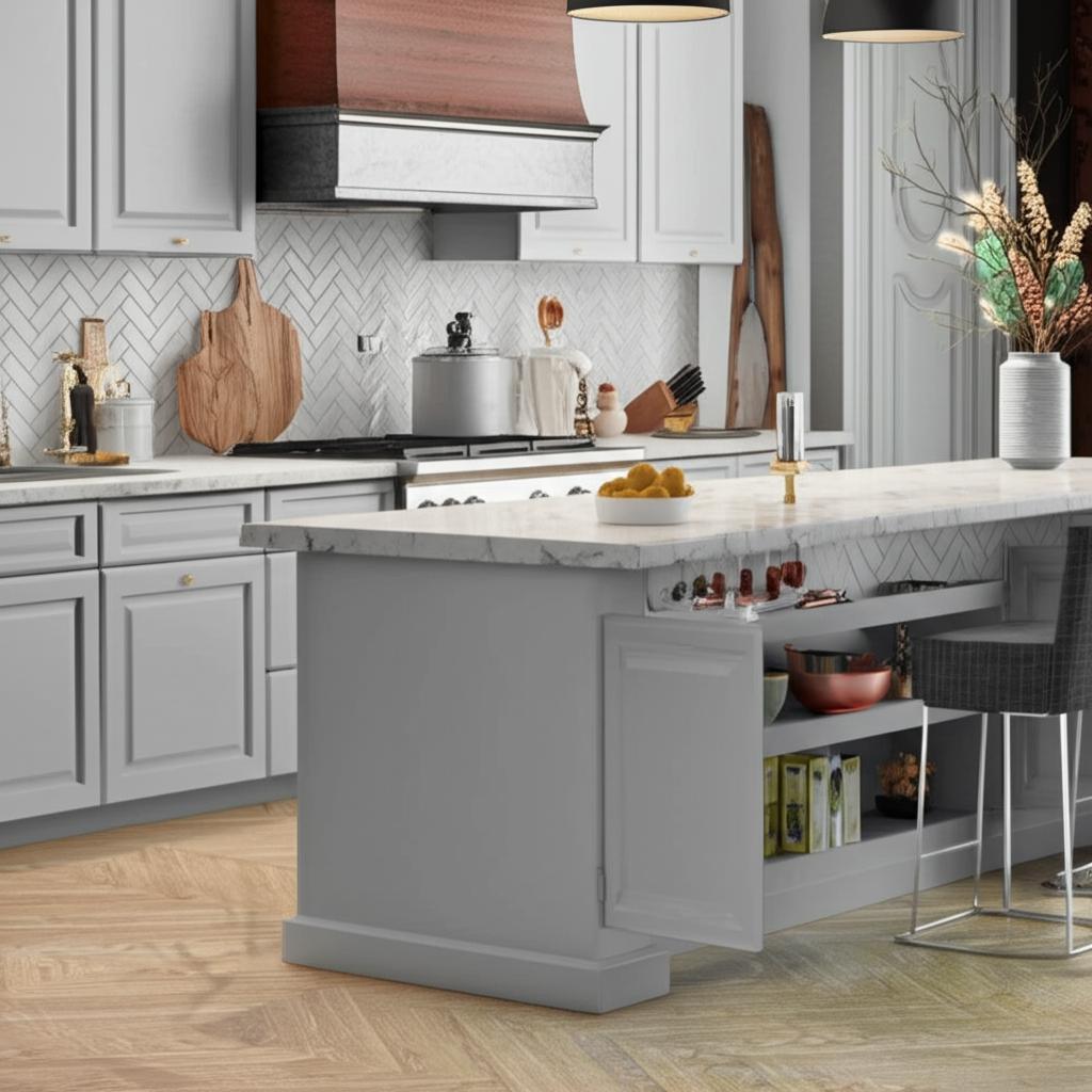 Hampton Bay Designer Series Elgin Base Kitchen Cabinet in Heron Gray