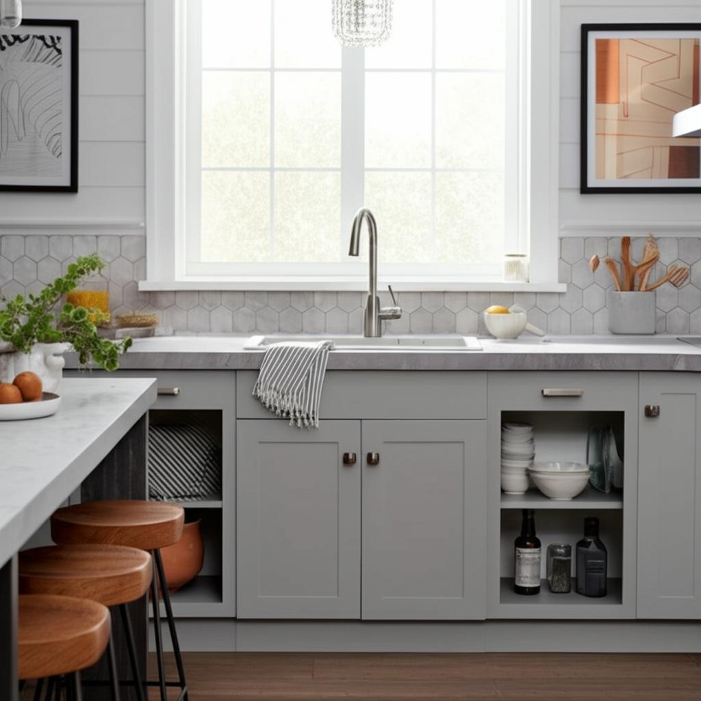 Hampton Bay Cambridge Gray Shaker Base Cabinet with Soft Close Drawer
