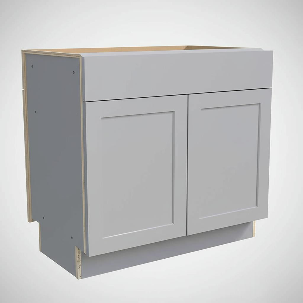Hampton Bay Cambridge Gray Shaker Assembled Sink Base Cabinet - 36 in. W x 24.5 in. D x 34.5 in. H