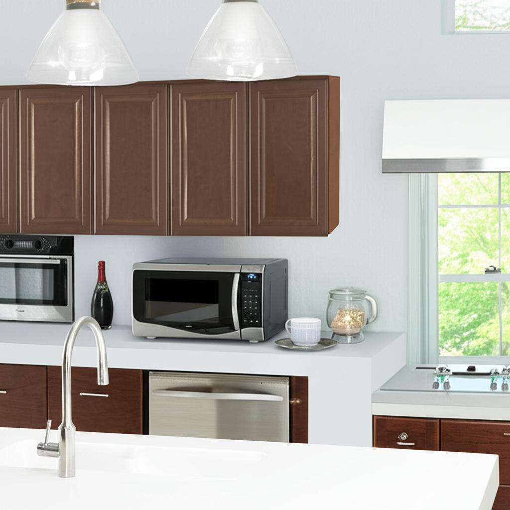 Hampton Bay Hampton 30 in. W x 12 in. D x 30 in. H Assembled Wall Kitchen Cabinet in Cognac
