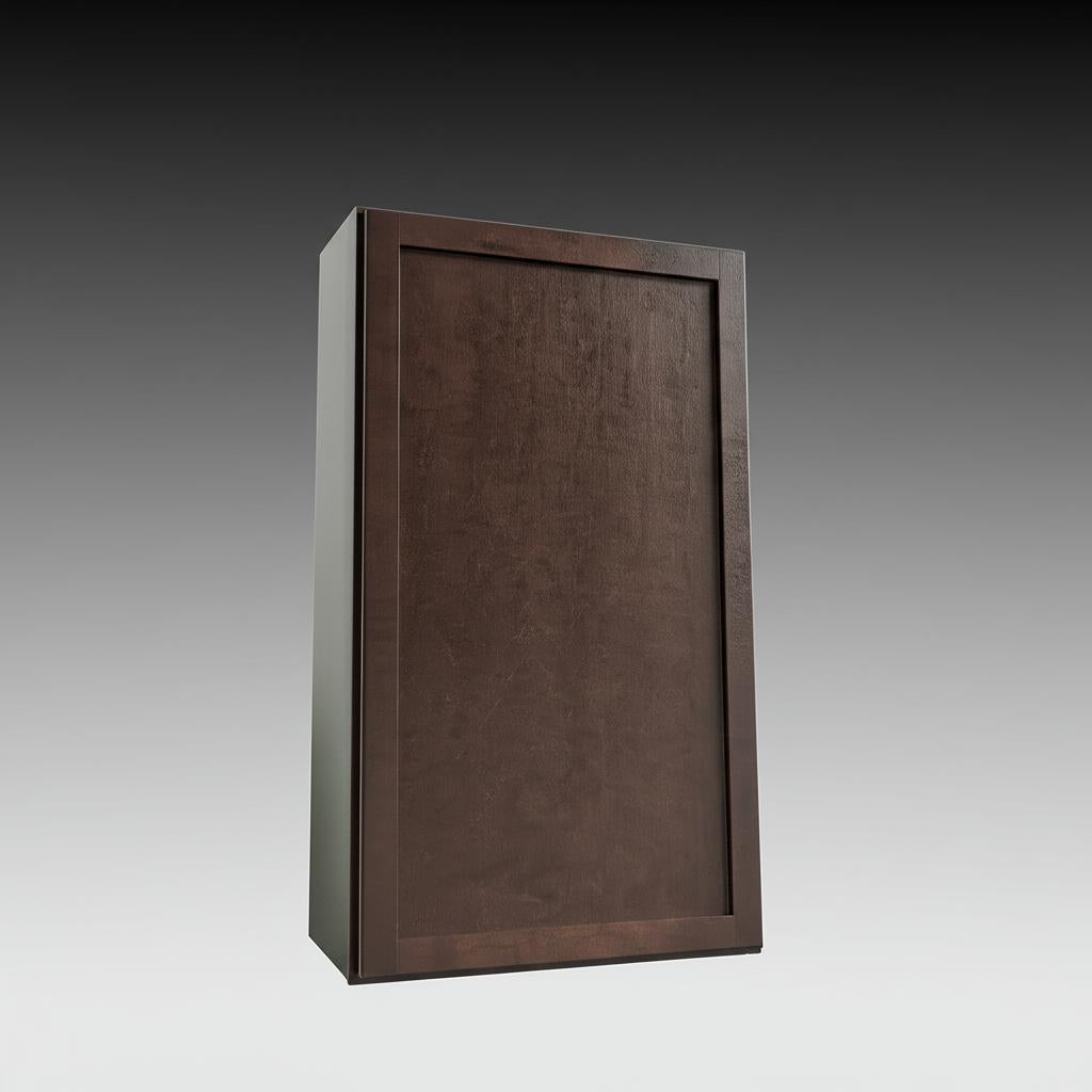 Hampton Bay Shaker 24 in. W x 12 in. D x 42 in. H Assembled Wall Kitchen Cabinet in Java
