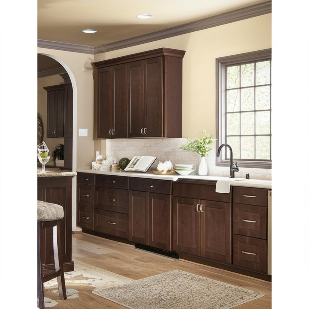 Hampton Bay Shaker 9x12x30 Wall Kitchen Cabinet in Java