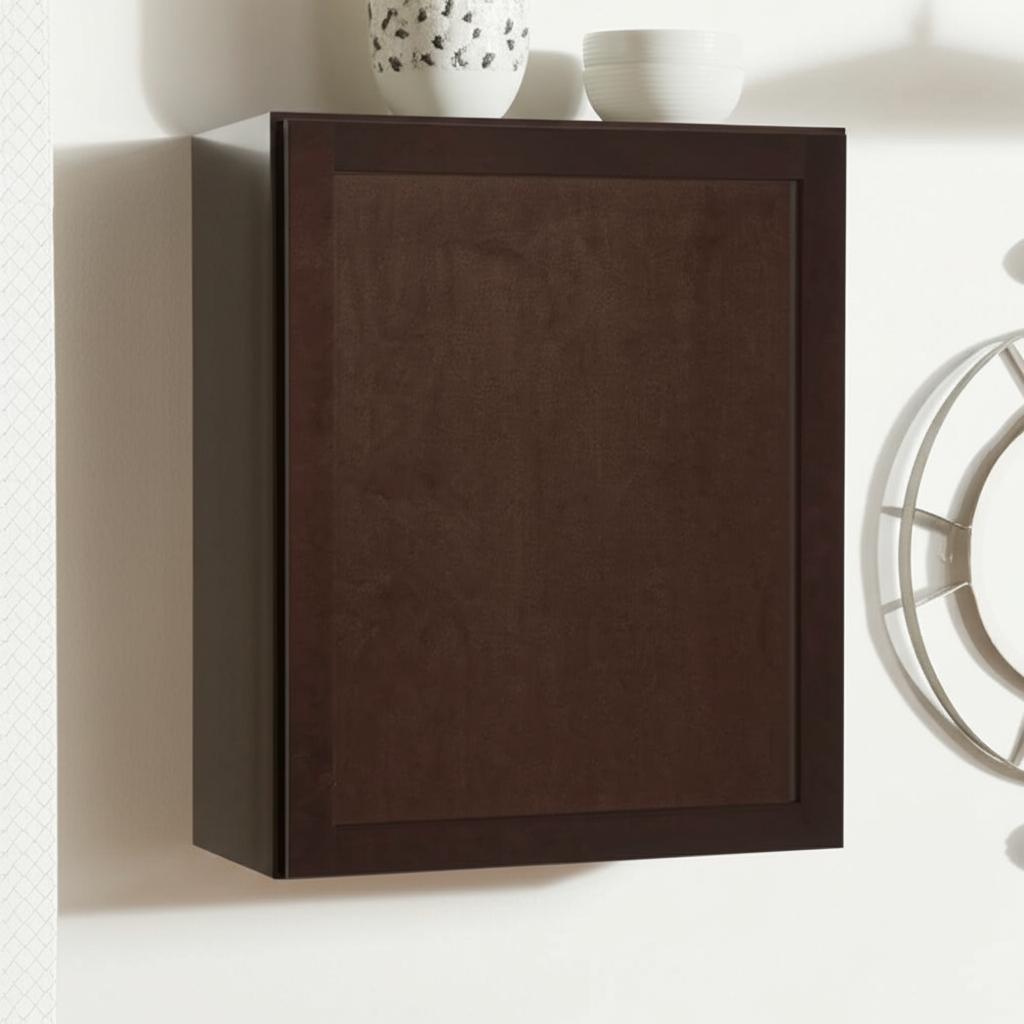 Hampton Bay Shaker 24 in. W x 12 in. D x 30 in. H Assembled Wall Kitchen Cabinet in Java