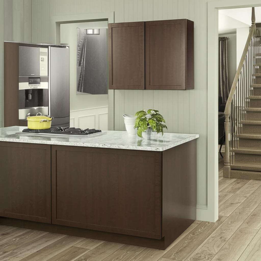 Hampton Bay Shaker Wall Kitchen Cabinet in Java - 21" x 12" x 36"