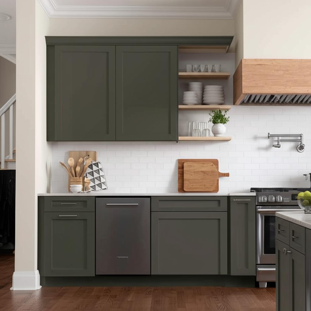 Hampton Bay Avondale 24 in. W x 12 in. D x 30 in. H Ready to Assemble Plywood Shaker Wall Kitchen Cabinet in Fern Green
